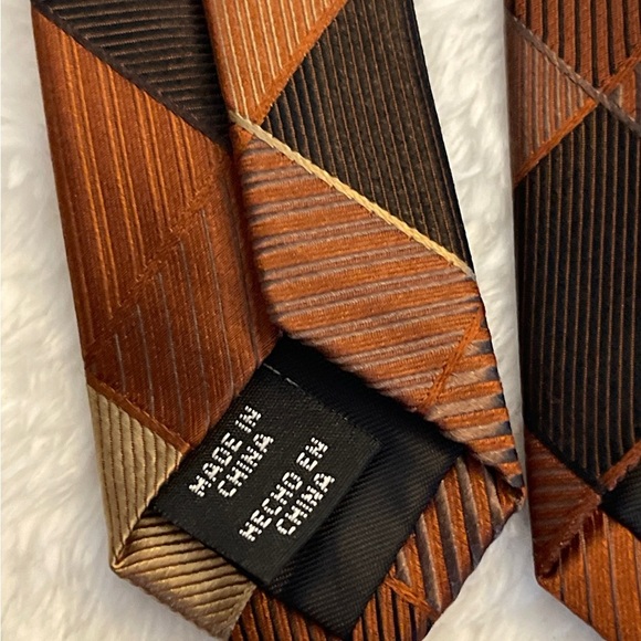 Axcess Men's Tie in Rich Brown Plaid - Picture 7 of 7